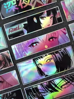 32PCS JDM Anime Girl Laser Rainbow Stickers Moto Bike Scooter Auto Body Fuel Tank Helmet Vinyl Motorcycle Stickers