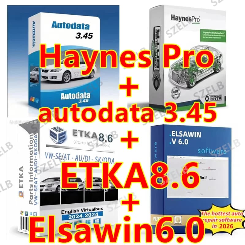 Haynes Pro and Autodata3.45 EU Auto Repair Software +Etka 8.6 with ELSAWIN 6.0 Group Vehicle Electronic Parts Catalog
