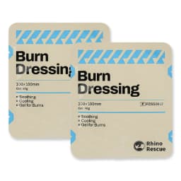 RHINO RESCUE 10x10cm Hydrogel Burn Dressing Cooling Gel Pad Soothing Wound Care IFAK Kit Emergency Outdoor Camping Safety Prep