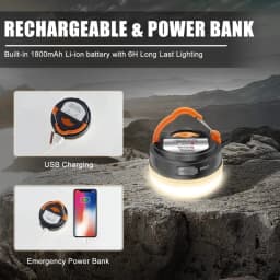 High Power Camping Lantern Tents Lamp 1200mah USB Rechargeable Portable Camping Lights Outdoor Hiking Night Hanging Lamp