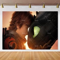 Cartoon-Toothless Backdrop Kids Birthday How to&Train Your Cute Dragon Theme Decor Banner Party Supplies Poster Background Gifts