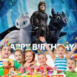 Cartoon-Toothless Backdrop Kids Birthday How to&Train Your Cute Dragon Theme Decor Banner Party Supplies Poster Background Gifts