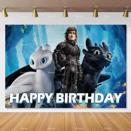 Cartoon-Toothless Backdrop Kids Birthday How to&Train Your Cute Dragon Theme Decor Banner Party Supplies Poster Background Gifts
