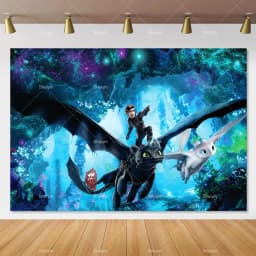 Cartoon-Toothless Backdrop Kids Birthday How to&Train Your Cute Dragon Theme Decor Banner Party Supplies Poster Background Gifts