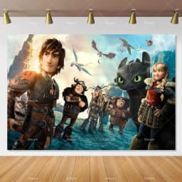 Cartoon-Toothless Backdrop Kids Birthday How to&Train Your Cute Dragon Theme Decor Banner Party Supplies Poster Background Gifts