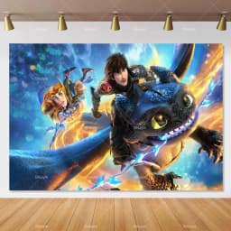 Cartoon-Toothless Backdrop Kids Birthday How to&Train Your Cute Dragon Theme Decor Banner Party Supplies Poster Background Gifts