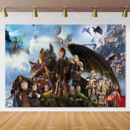Cartoon-Toothless Backdrop Kids Birthday How to&Train Your Cute Dragon Theme Decor Banner Party Supplies Poster Background Gifts