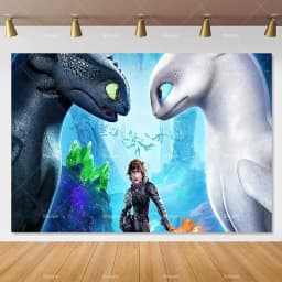 Cartoon-Toothless Backdrop Kids Birthday How to&Train Your Cute Dragon Theme Decor Banner Party Supplies Poster Background Gifts
