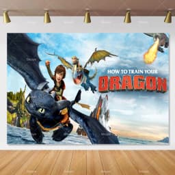 Cartoon-Toothless Backdrop Kids Birthday How to&Train Your Cute Dragon Theme Decor Banner Party Supplies Poster Background Gifts