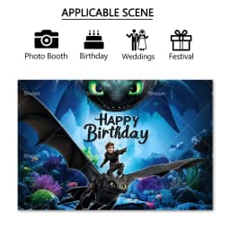 Cartoon-Toothless Backdrop Kids Birthday How to&Train Your Cute Dragon Theme Decor Banner Party Supplies Poster Background Gifts