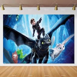 Cartoon-Toothless Backdrop Kids Birthday How to&Train Your Cute Dragon Theme Decor Banner Party Supplies Poster Background Gifts