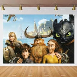 Cartoon-Toothless Backdrop Kids Birthday How to&Train Your Cute Dragon Theme Decor Banner Party Supplies Poster Background Gifts