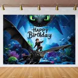 Cartoon-Toothless Backdrop Kids Birthday How to&Train Your Cute Dragon Theme Decor Banner Party Supplies Poster Background Gifts
