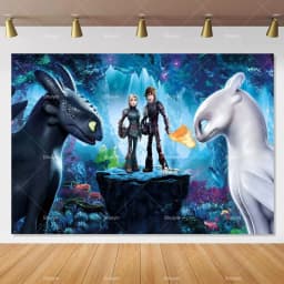 Cartoon-Toothless Backdrop Kids Birthday How to&Train Your Cute Dragon Theme Decor Banner Party Supplies Poster Background Gifts