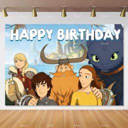 Cartoon-Toothless Backdrop Kids Birthday How to&Train Your Cute Dragon Theme Decor Banner Party Supplies Poster Background Gifts