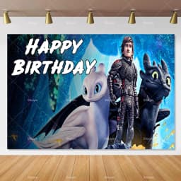 Cartoon-Toothless Backdrop Kids Birthday How to&Train Your Cute Dragon Theme Decor Banner Party Supplies Poster Background Gifts
