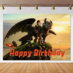 Cartoon-Toothless Backdrop Kids Birthday How to&Train Your Cute Dragon Theme Decor Banner Party Supplies Poster Background Gifts