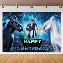 Cartoon-Toothless Backdrop Kids Birthday How to&Train Your Cute Dragon Theme Decor Banner Party Supplies Poster Background Gifts