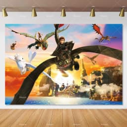 Cartoon-Toothless Backdrop Kids Birthday How to&Train Your Cute Dragon Theme Decor Banner Party Supplies Poster Background Gifts