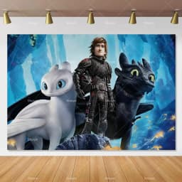 Cartoon-Toothless Backdrop Kids Birthday How to&Train Your Cute Dragon Theme Decor Banner Party Supplies Poster Background Gifts