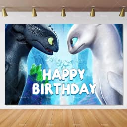 Cartoon-Toothless Backdrop Kids Birthday How to&Train Your Cute Dragon Theme Decor Banner Party Supplies Poster Background Gifts