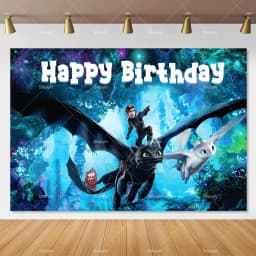 Cartoon-Toothless Backdrop Kids Birthday How to&Train Your Cute Dragon Theme Decor Banner Party Supplies Poster Background Gifts