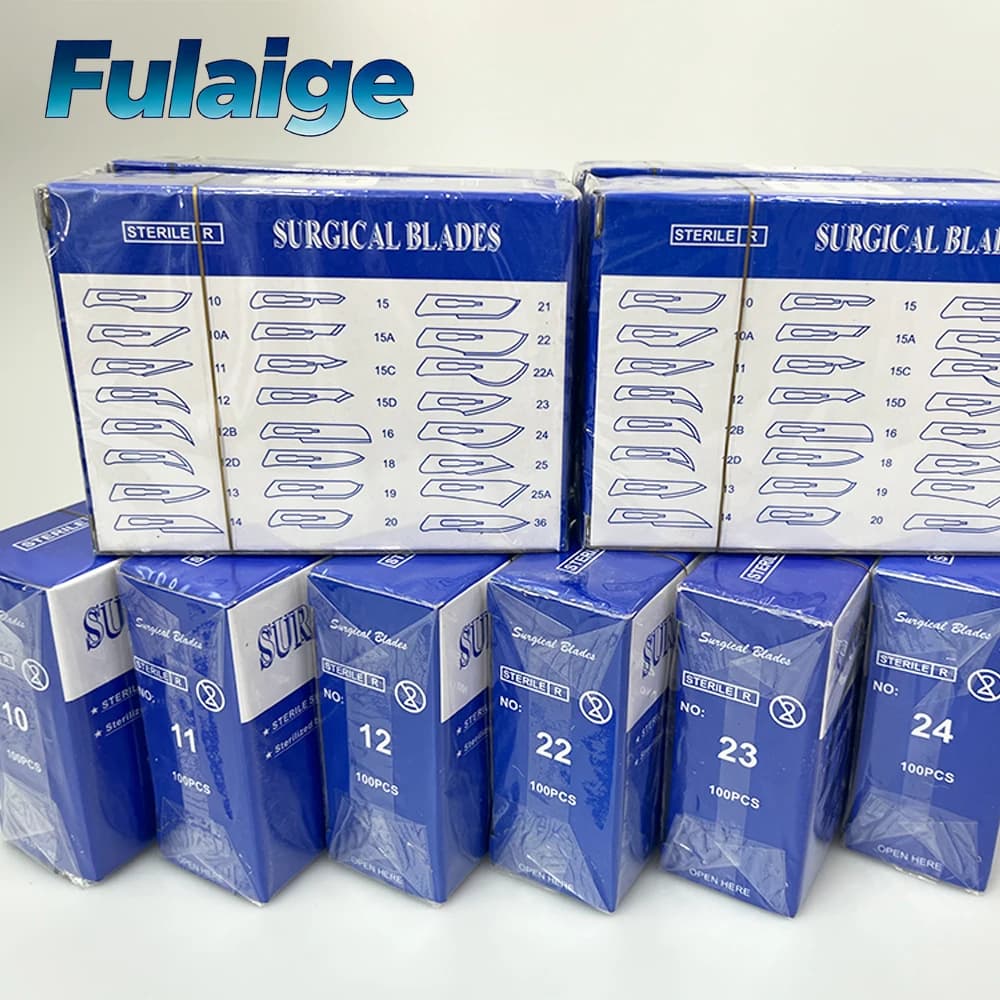 Surgical Scalpel Blades 100PCS/BOX Carbon Steel Medical Knife Handle Holder Dissection Cutting Phone Repair Carving Sterilized