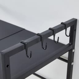 BonChoice 2/3-Tier Expandable Microwave Oven Rack Countertop for Kitchen, Microwave Shelf Stand Metal with 6 Hooks Black White