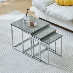 BonChoice Set Of 3 Nesting Coffee Tables For Living Room, High Gloss Nest Of 3 Nested Tables Sofa Side Table Coffee Table