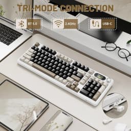ATTACK SHARK X98Pro Wireless Mechanical Keyboard with Screen & Knob, Tri-mode Gasket Hot Swappable RGB Keyboard, Web Driver