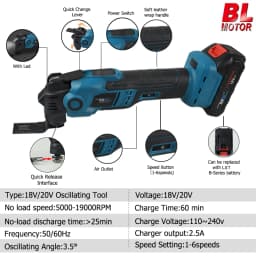 Newone 18V Cordless Brushless Quick Release Oscillating Tool Multi-Tool, Anti-Vibration, for Makita 18V Refurbished Trimmers