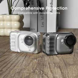 Camera Protective Case for Insta360 Go Ultra TPU Transparent Cover Anti-Scratch Drop-proof Case with Lens Protective Cap