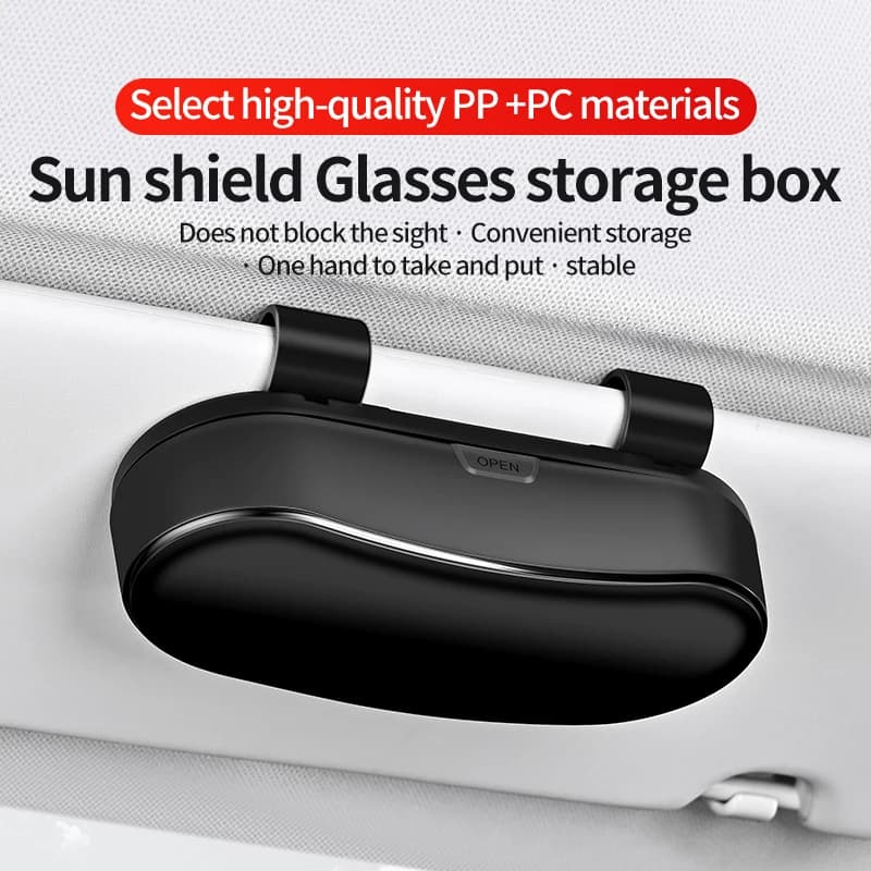 New Car Glasses Box, Glasses Sunshade, Sunglasses Car Storage Multi functional Sunglasses Clip Storage Box