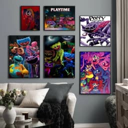 Anime Games Poppy Playtime Anime Posters Sticky Waterproof Paper Sticker Coffee House Bar Kawaii Room Decor