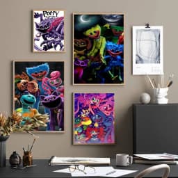 Anime Games Poppy Playtime Anime Posters Sticky Waterproof Paper Sticker Coffee House Bar Kawaii Room Decor