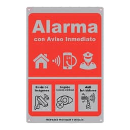 HD Metal Tin Sign Spanish 24H Alarm Video Surveillance Wall Decor Retro Home Security Warning Sign for Home Business Garage Deco