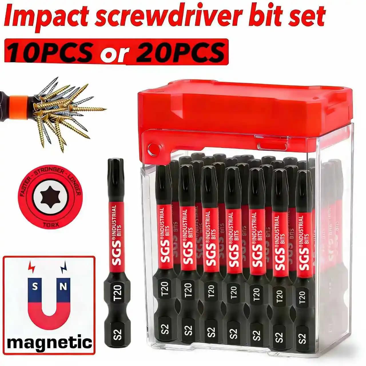 10/20Pcs T20 50mm Torx Screwdriver Bits, S2 Steel, High Hardness, Durable, with Magnetic Attraction, Rust-Resistant and Wear-Resistant, Suitable for Precision Component Repair and Furniture Installation