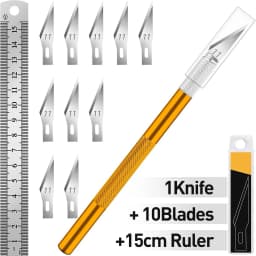 1 Pcs Stainless 1 Pcs Craft Knife with Knife Hobby Knife Exacto 1Steel Exacto Blade Kit, 1pcs Steel 15CM Ruler for Art