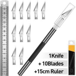 1 Pcs Stainless 1 Pcs Craft Knife with Knife Hobby Knife Exacto 1Steel Exacto Blade Kit, 1pcs Steel 15CM Ruler for Art