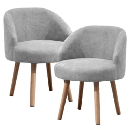 BonChoice Set of 2 Small Accent Tub Chairs Occasional Lounge Sofa for Living Room Bedroom, Upholstered Chair with Solid Wood Leg