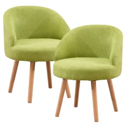 BonChoice Set of 2 Small Accent Tub Chairs Occasional Lounge Sofa for Living Room Bedroom, Upholstered Chair with Solid Wood Leg