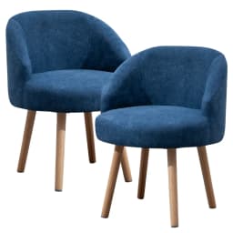 BonChoice Set of 2 Small Accent Tub Chairs Occasional Lounge Sofa for Living Room Bedroom, Upholstered Chair with Solid Wood Leg