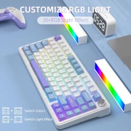 ATTACK SHARK X85 75% Wireless Mechanical Gaming Keyboard with Knob Hot Swappable,PBT Keycaps Gasket RGB Linear White Jade Switch