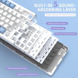 ATTACK SHARK X85 75% Wireless Mechanical Gaming Keyboard with Knob Hot Swappable,PBT Keycaps Gasket RGB Linear White Jade Switch
