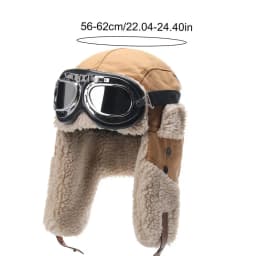 Pilot Hat With Goggles For Winter Skiing Beanie With Ear Protection Windproof Outdoor Ski Hat Warm Caps For Skiing Camping