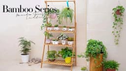 Folding Bamboo Plant Stand, Flower Pot Shelf, Multi-Use for Greenhouse Indoor and Outdoor, 3 Tier