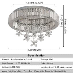 Modern Crystal Ceiling Lamp Luxury Led Pendant Lighting Living Dining Room Silver Fixtures Home Decor Hanging Chandelier Bedroom