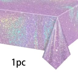 1/3pc Purple Iridescent Disposable Tablecloth Rainbow Laser Birthday Decoration Tablecloth for Bridal Wedding Party Supplies