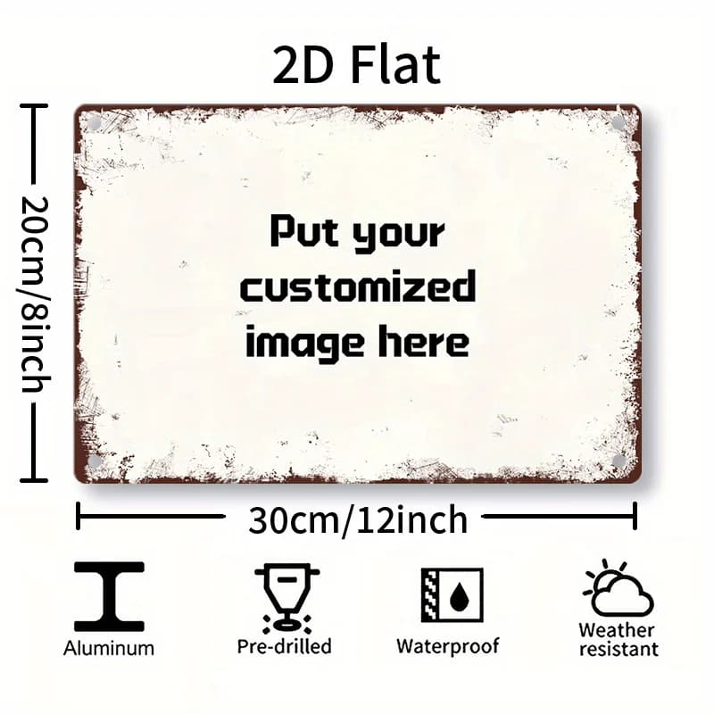 Custom Photo Metal Tin Sign 8x12 Inch Personalized Picture Aluminum Wall Art Decor for Home Wedding Gift