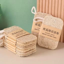 Natural Loofah Sponge Dish Scrubber Vegetable Fiber Reusable Eco Friendly Oil Stain Remover With Hanging Rope Kitchen Cleaning